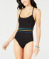 Фото #1 товара Soluna 263958 Women's Embroidered Crisscross Black One Piece Swimsuit Size S