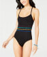 Soluna 263958 Women's Embroidered Crisscross Black One Piece Swimsuit Size S - фото #1