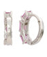 ფოტო #2 პროდუქტის Pink Sapphire & Lab-Grown White Sapphire Emerald-Cut Huggie Hoop Earrings in Sterling Silver by Suzy Levian