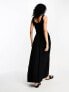 ASOS DESIGN ribbed scoop neck midi dress with dropped waist in black