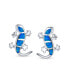 ფოტო #2 პროდუქტის Iridescent Blue Created Opal Inlay Garden Gecko Lounge Lizard Stud Earrings For Women .925 Sterling Silver October Birthstone