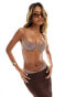 South Beach v underwire bikini top in light brown glitter