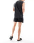 COLLUSION linen beach short in black