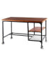 Фото #8 товара Industrial Style Wood And Metal Desk With Two Bottom Shelves, Brown And Black