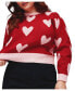 Фото #1 товара Plus Size Heart Intarsia Cropped Sweater