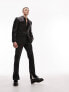 Topman straight flare high shine suit trousers in black