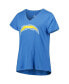 ფოტო #4 პროდუქტის Women's Justin Herbert Powder Blue Los Angeles Chargers Plus Size Player Name and Number V-Neck T-shirt