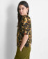 ფოტო #4 პროდუქტის Women's Printed Asymmetric Zip-Shoulder Blouse