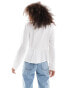 Stradivarius bow front puff sleeve top in white