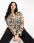 ASOS DESIGN Curve long sleeve soft shirt in mixed animal scarf print mixed animal, US 12 - фото #2