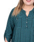 ფოტო #4 პროდუქტის Plus Size Roll-Tab Sleeve Top