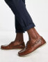 ASOS DESIGN boat shoes in brown leather with gum sole