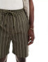 ONLY & SONS pull on linen mix short in khaki stripe