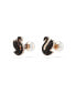 ფოტო #4 პროდუქტის Swan, Black, Rose Gold-Tone Iconic Swan Stud Earrings