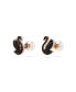 Фото #4 товара Swan, Black, Rose Gold-Tone Iconic Swan Stud Earrings