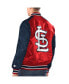 ფოტო #2 პროდუქტის Men's Red, Navy St. Louis Cardinals Varsity Satin Full-Snap Jacket