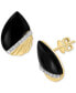 ფოტო #1 პროდუქტის EFFY® Onyx & Diamond (1/10 ct. t.w.) Pear-Shaped Ridged Stud Earrings in 14k Gold