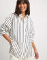 Фото #1 товара NA-KD x Laura Jane Stone oversized shirt with high cuffs in black & white stripe