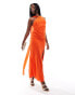 Фото #1 товара ASOS DESIGN sleeveless ruched waist detail midi dress in orange