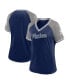 ფოტო #1 პროდუქტის Women's Navy New York Yankees Glitz Glam League Diva Raglan V-Neck T-Shirt