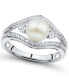 ფოტო #1 პროდუქტის Cultured Freshwater Button Pearl (7mm) & Diamond Accent Ring in Sterling Silver