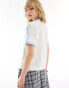 Фото #3 товара adidas Originals three stripe t-shirt in off white and blue