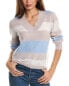 Фото #1 товара Forte Cashmere Intarsia Stripe V-Neck Cashmere Pullover Women's