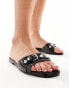 RAID Wide Fit Celini flat sandals in black patent