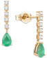 ფოტო #2 პროდუქტის Emerald (3/4 ct. t.w.) & Diamond (1/5 ct. t.w.) Chain Pear Drop Earrings in 14k Gold (Also in Ruby & Sapphire)