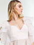 Фото #1 товара ASOS DESIGN Going Out corset top with organza ruffle sleeve & hem in lilac