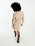 Фото #3 товара Only roll neck puff sleeve knitted midi jumper dress in beige