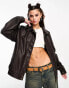 Фото #2 товара Cotton:On faux leather bomber jacket in brown