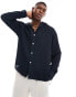 ASOS DESIGN relaxed revere shirt in navy seersucker Синий, 2XL - Chest 46-48 - фото #1