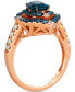 ფოტო #2 პროდუქტის Deep Sea Blue Topaz (1-1/4 ct. t.w.), Multi-Sapphire (3/4 ct. t.w.) & Nude Diamond (1/4 ct. t.w.) Statement Ring in 14k Rose Gold