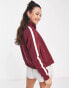 Фото #3 товара Pull&Bear zip up sweater with slogan detail in red