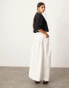 ASOS EDITION ultra wide leg linen mid rise pleat front trouser in white