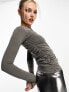 Weekday Main assymetric long sleeve top in mole