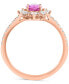 ფოტო #3 პროდუქტის EFFY® Pink Sapphire (7/8 ct. t.w.) & Diamond (3/8 ct. t.w.) Halo Ring in 14k Rose Gold