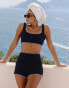 4th & Reckless x Luana Barron juliette contrast stitch knit beach short co-ord in navy