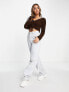 Фото #4 товара ASOS DESIGN knitted top in rib with ruched front in brown