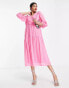 Фото #2 товара Vero Moda textured midi dress in pink