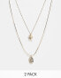 Фото #2 товара ASOS DESIGN 2 pack necklace with cross and St Christopher pendant in gold tone