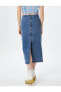 Фото #27 товара Миди джинсовая юбка с разрезом сзади Koton 4WAL70015MD темно-индиго