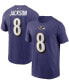 Фото #1 товара Men's Lamar Jackson Purple Baltimore Ravens Name and Number T-shirt