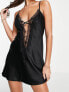 Фото #1 товара Ann Summers Cherryann lace trim satin chemise in black