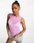 ASOS DESIGN shirred mesh sleeveless tank top in lilac