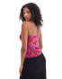 Фото #2 товара JDY mesh floral cami in pink and red