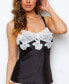 ფოტო #3 პროდუქტის Women's Stretch Satin and Lace Camisole Lingerie with Adjustable Wide Straps