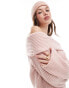 New Look ribbed bardot jumper in light pink