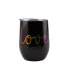 Double Wall 2 Pack of 12 oz Black Wine Tumblers with Metallic "Love" Decal